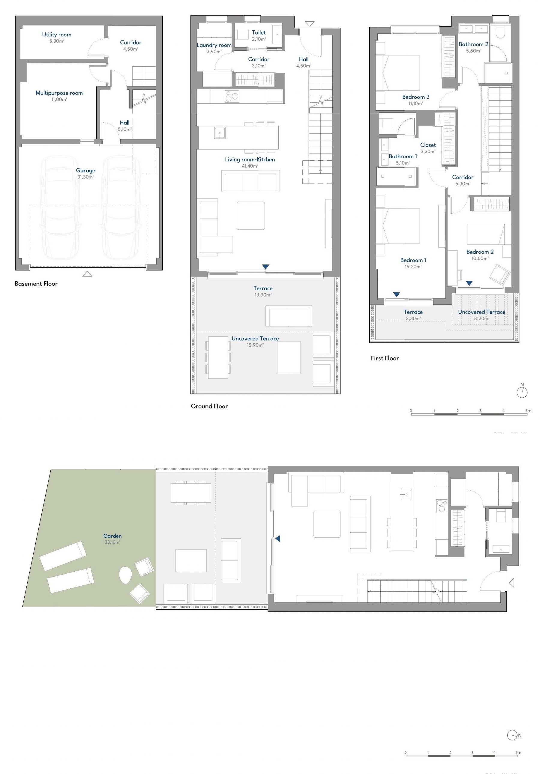 Planritning Radhus · 3 sovrum