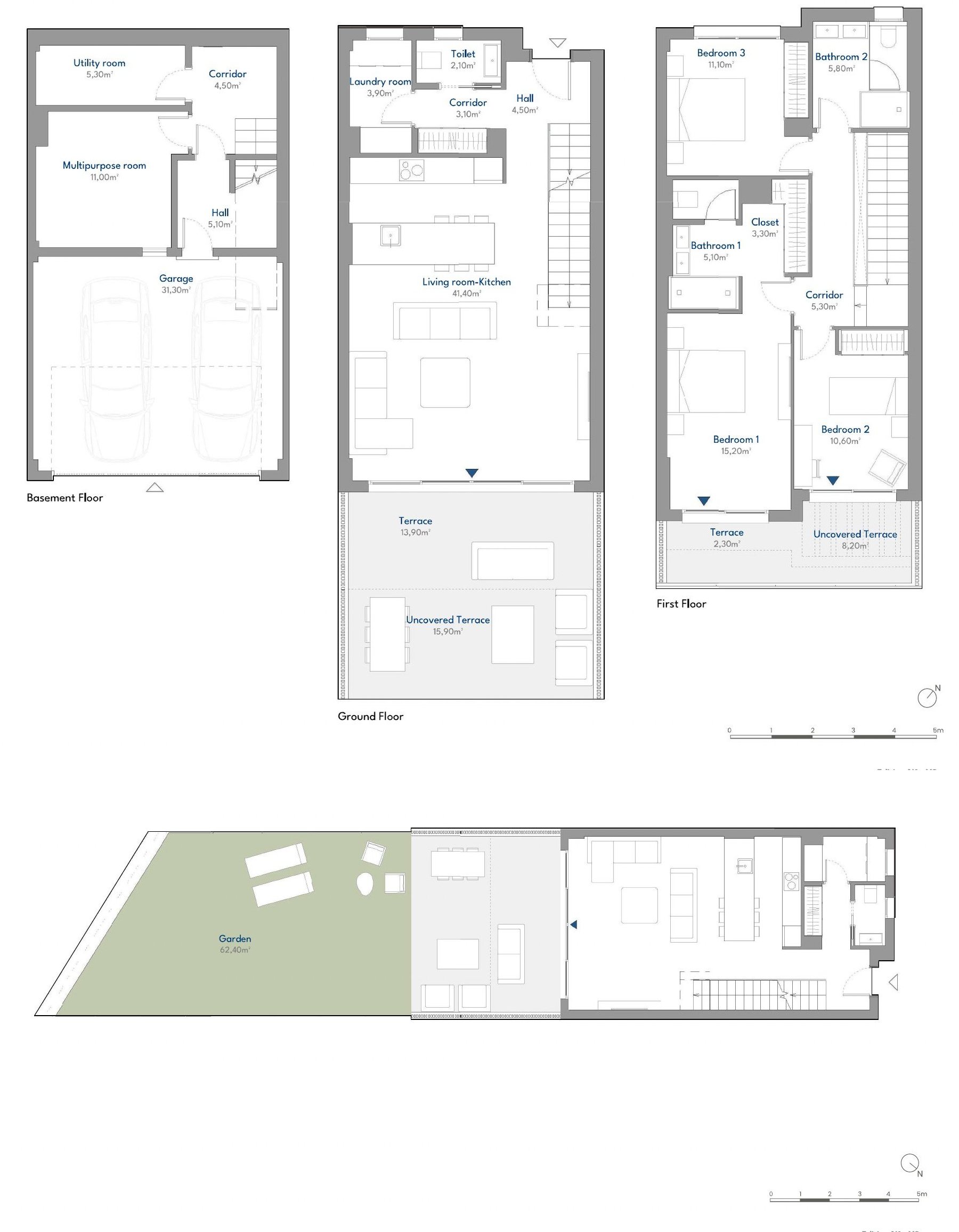 Planritning Radhus · 3 sovrum