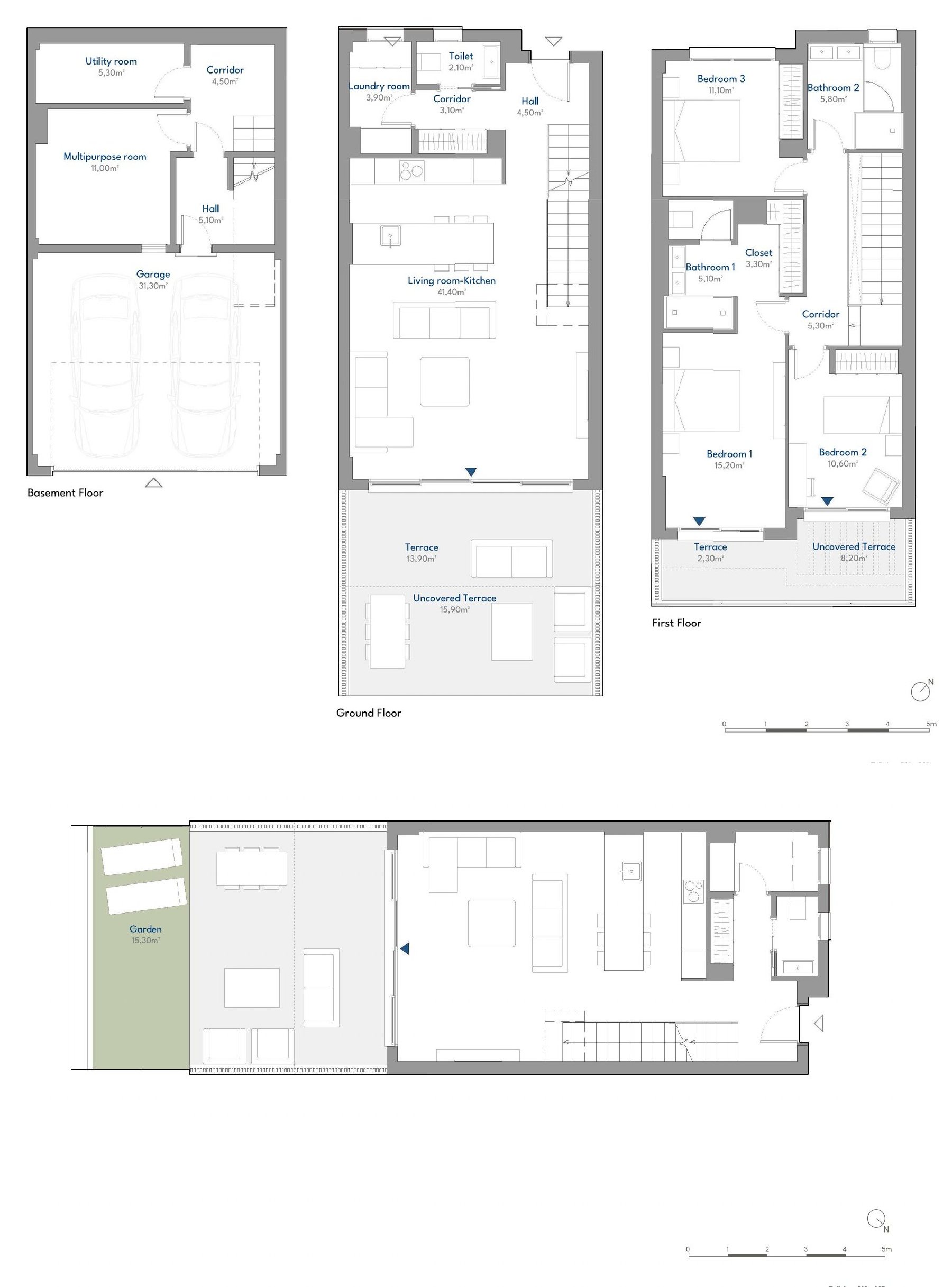Planritning Radhus · 3 sovrum